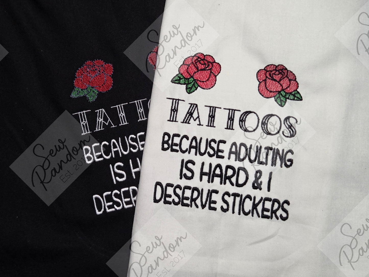 ADULT STICKERS EMBROIDERED TEA TOWEL
