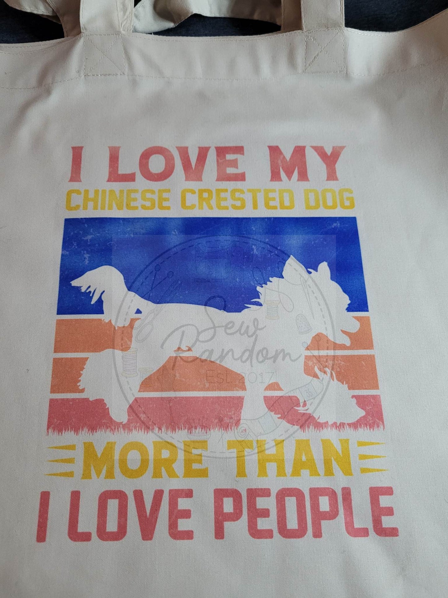 LOVE CHINESE CRESTED TOTE BAG