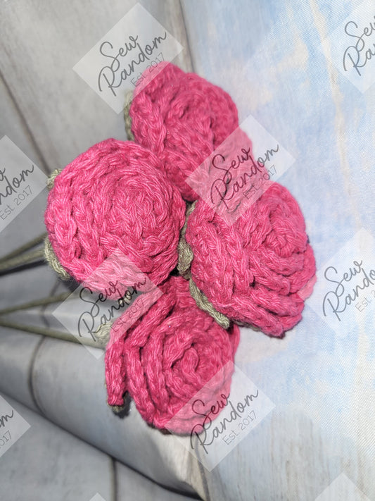 DARK PINK CROCHET ROSES