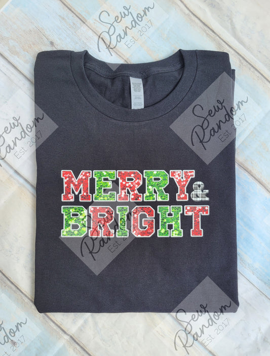 MERRY & BRIGHT T SHIRT - RED/GREEN