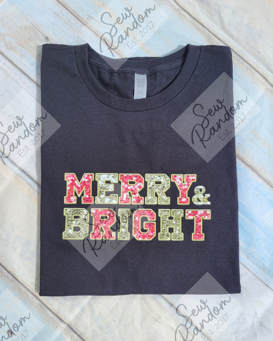 MERRY & BRIGHT T SHIRT - PINK/SILVER