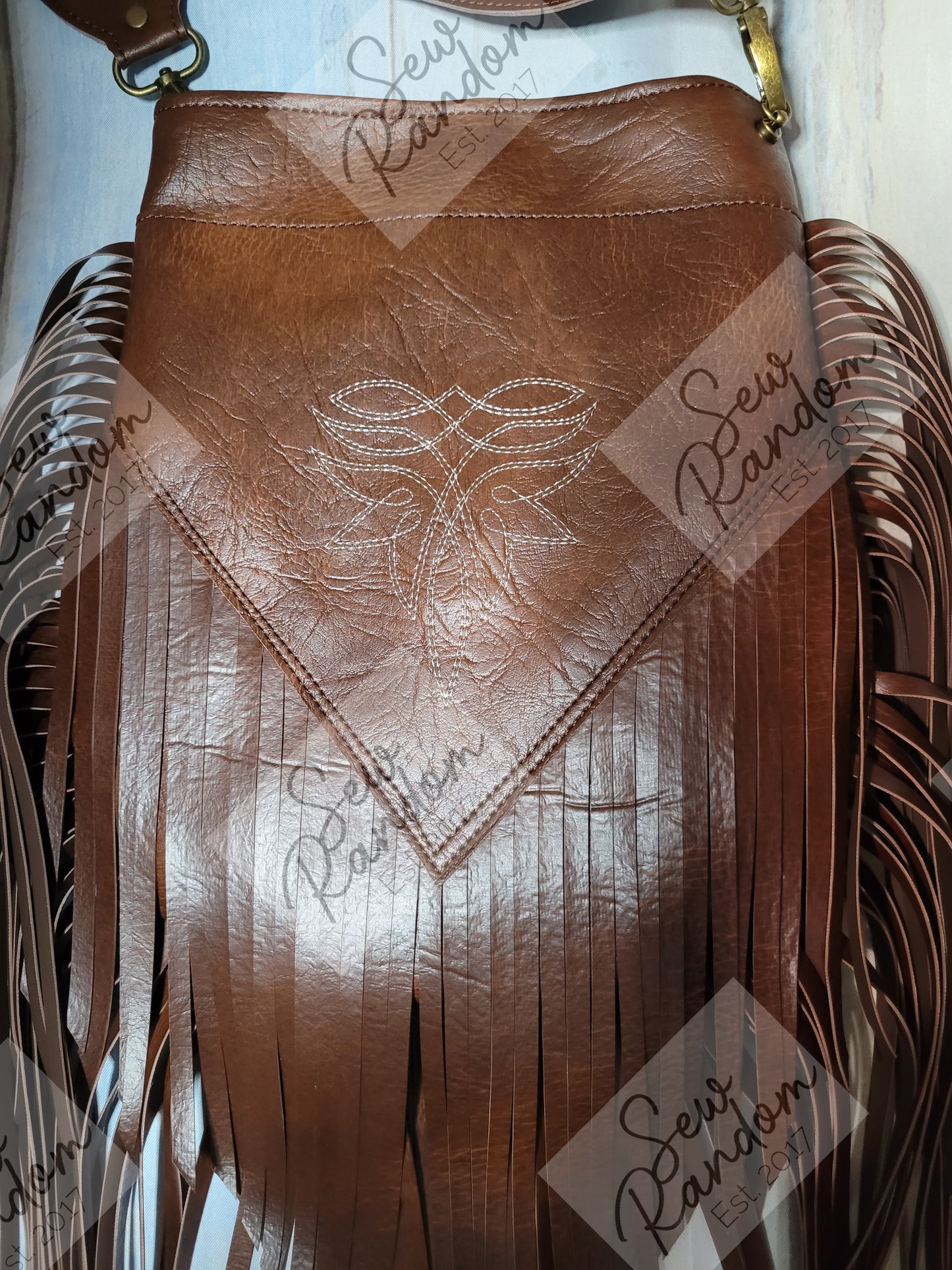 FRINGED BAG - BROWN W/ EMBROIDERY