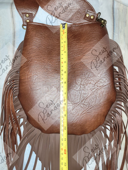 FRINGED BAG - BROWN W/ EMBROIDERY