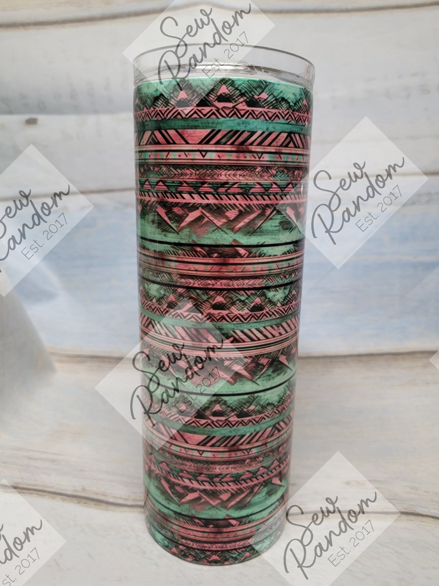 PATTERNED TUMBLER - PINK & GREEN