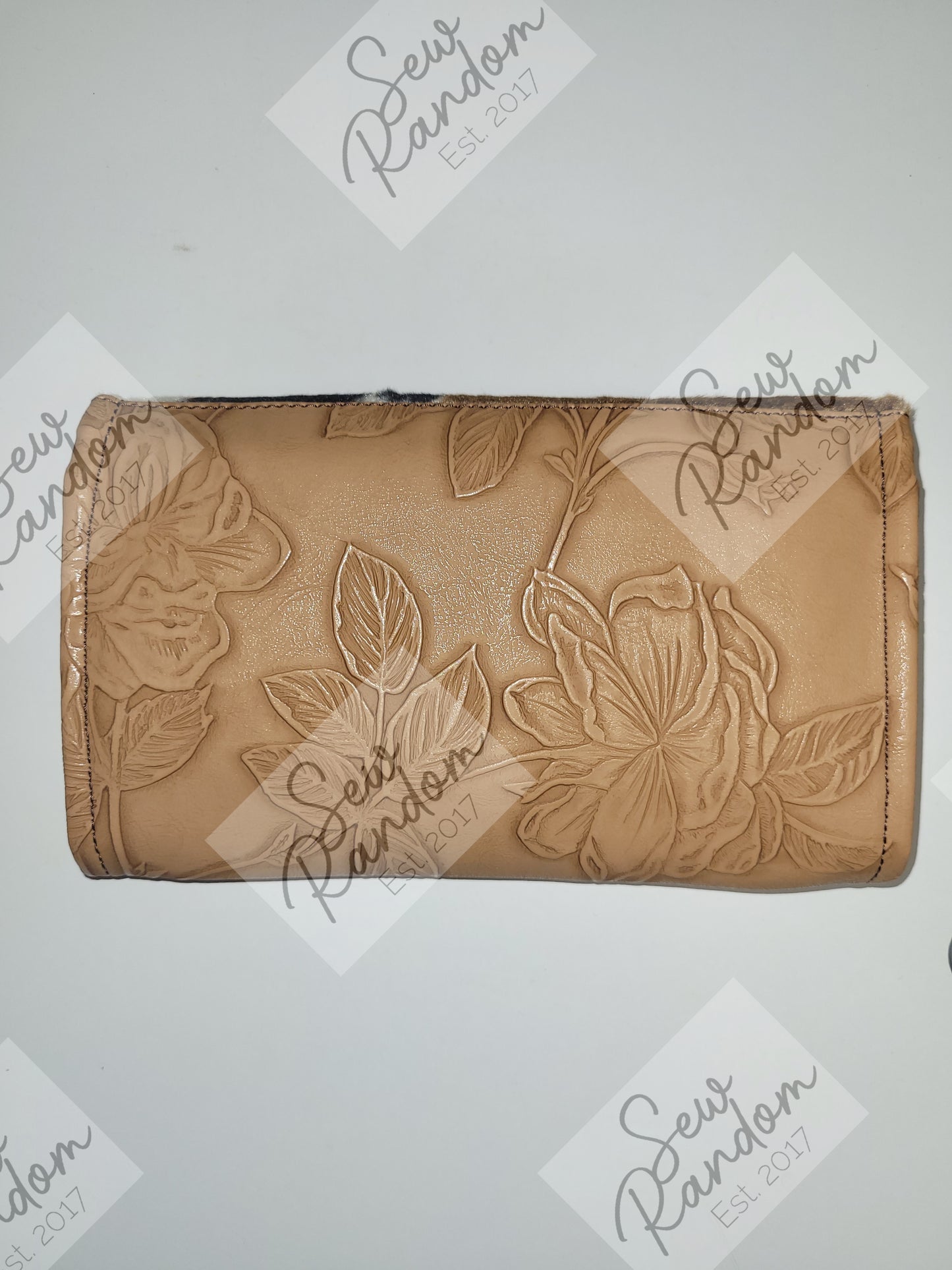 COW PRINT AND ROSES PURSE - BROWN