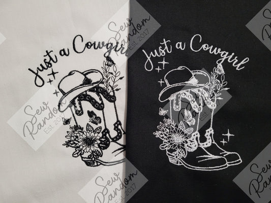 JUST A COWGIRL TEA TOWEL