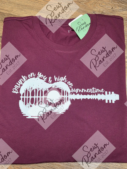 DRUNK ON YOU GUITAR PRINTED T SHIRT