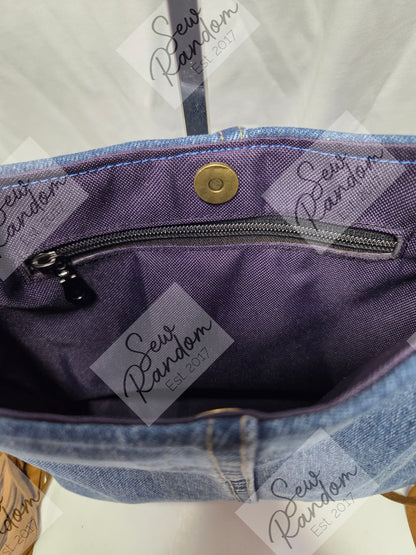 LAINEY SHOULDER BAG - DENIM & SUEDE