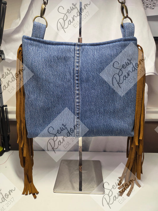 LAINEY SHOULDER BAG - DENIM & SUEDE