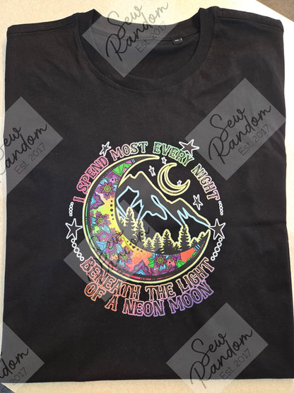 NEON MOON PRINTED ORGANIC COTTON T SHIRT