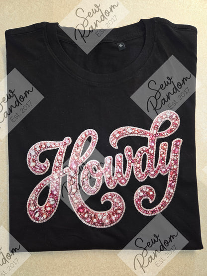 HOWDY PRINTED SPARKLE ORGANIC COTTON T SHIRT