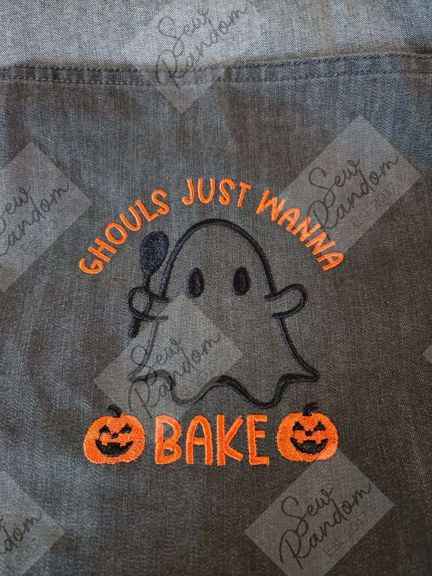 GHOULS BAKE EMBROIDERED APRON
