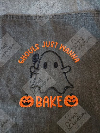 GHOULS BAKE EMBROIDERED APRON