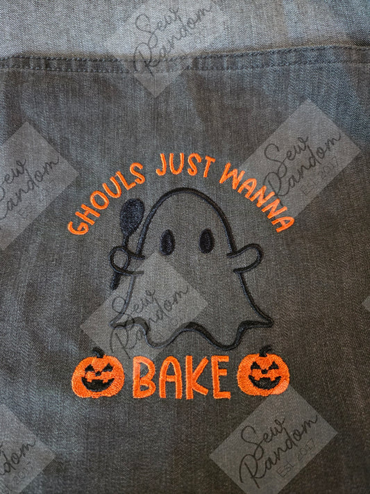 GHOULS BAKE EMBROIDERED APRON