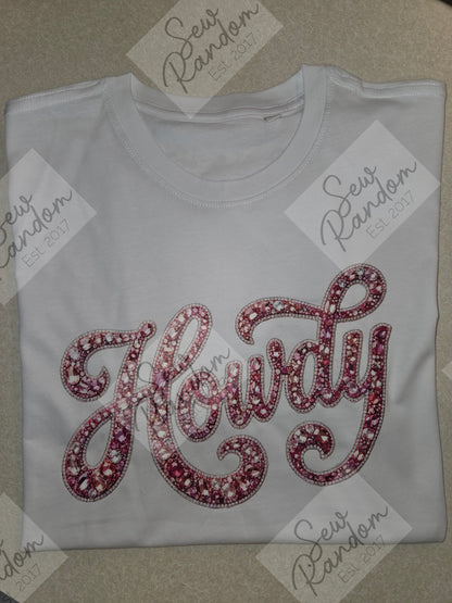 HOWDY PRINTED SPARKLE ORGANIC COTTON T SHIRT