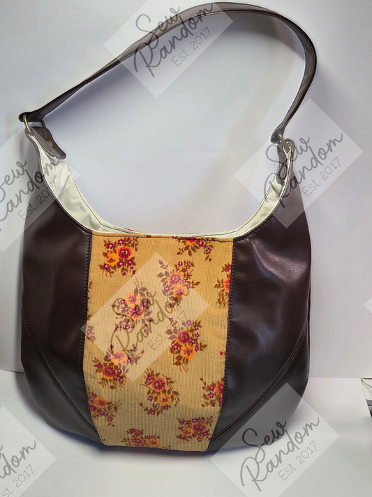 BROWN AND FLORAL HOBO BAG - SR087