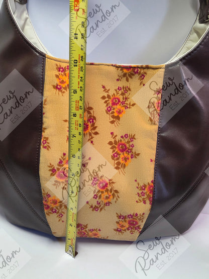 BROWN AND FLORAL HOBO BAG - SR087