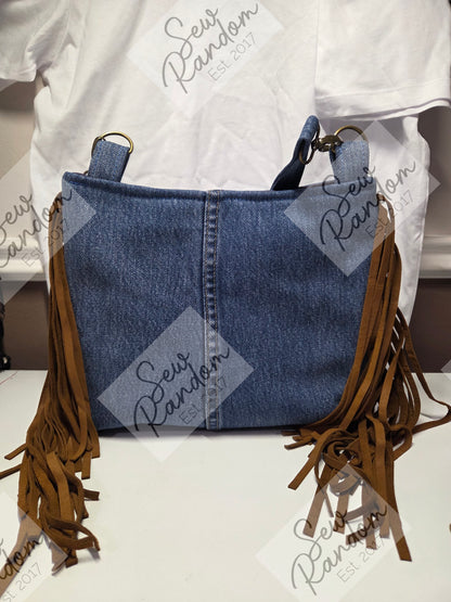 LAINEY SHOULDER BAG - DENIM & SUEDE
