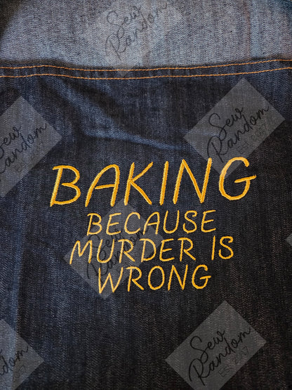 BAKING MURDER EMBROIDERED APRON