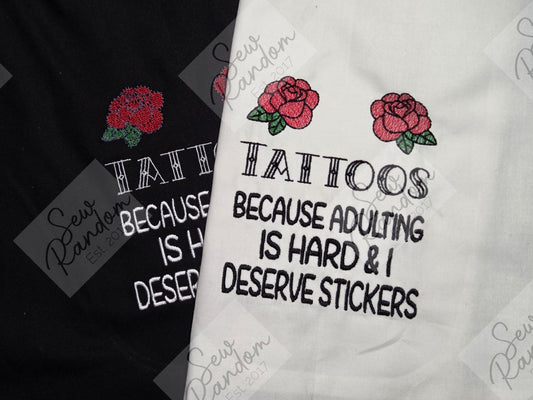 ADULT STICKERS EMBROIDERED TEA TOWEL