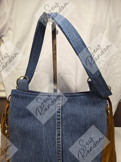 LAINEY SHOULDER BAG - DENIM & SUEDE