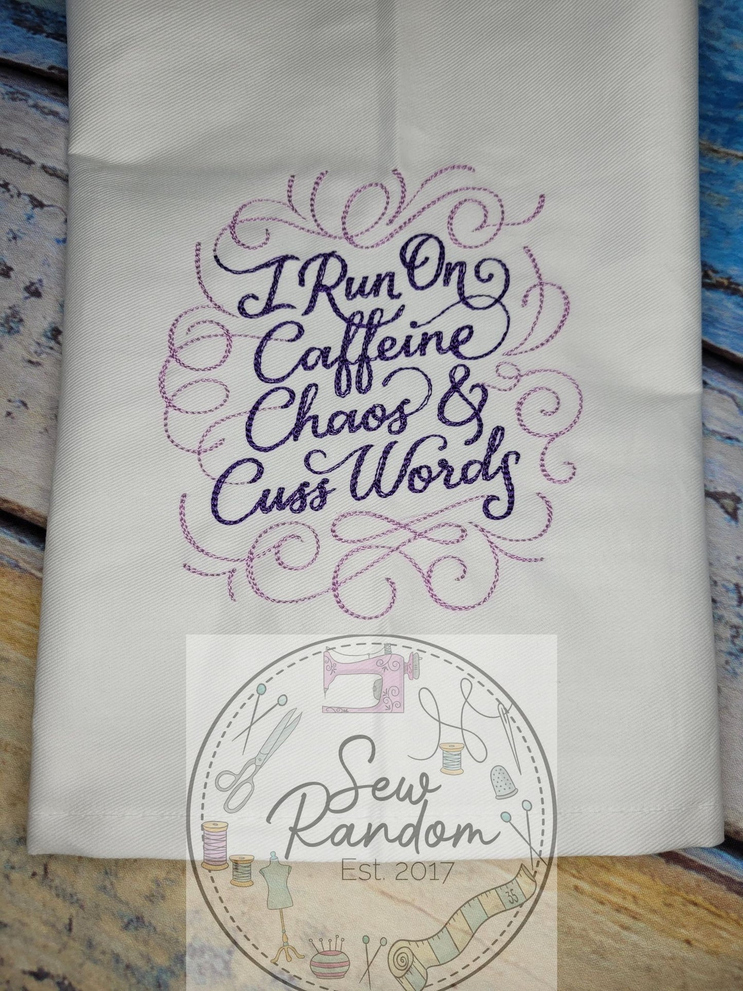 CAFFEINE, CHAOS & CUSS WORDS TEA TOWEL