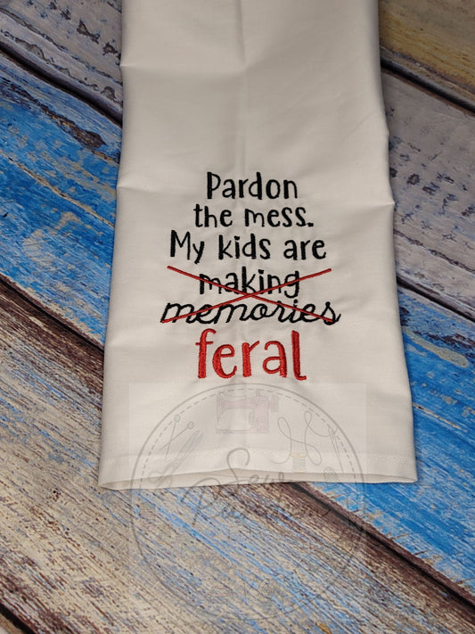 KIDS ARE FERAL TEA TOWEL