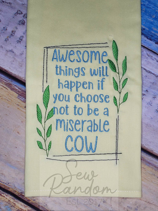 REDUCED MISERABLE COW TEA TOWEL