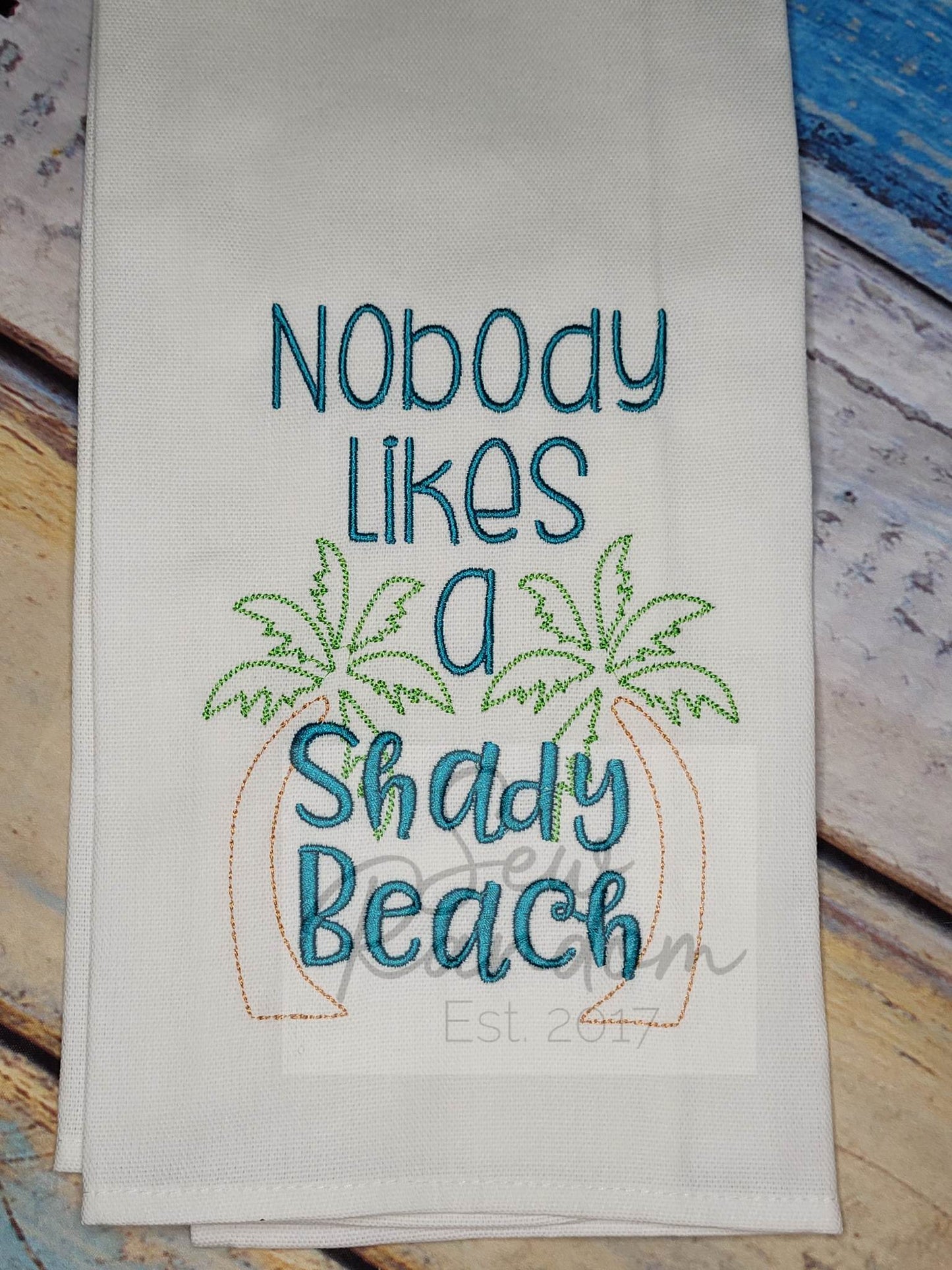 REDUCED SHADY BEACH TEA TOWEL