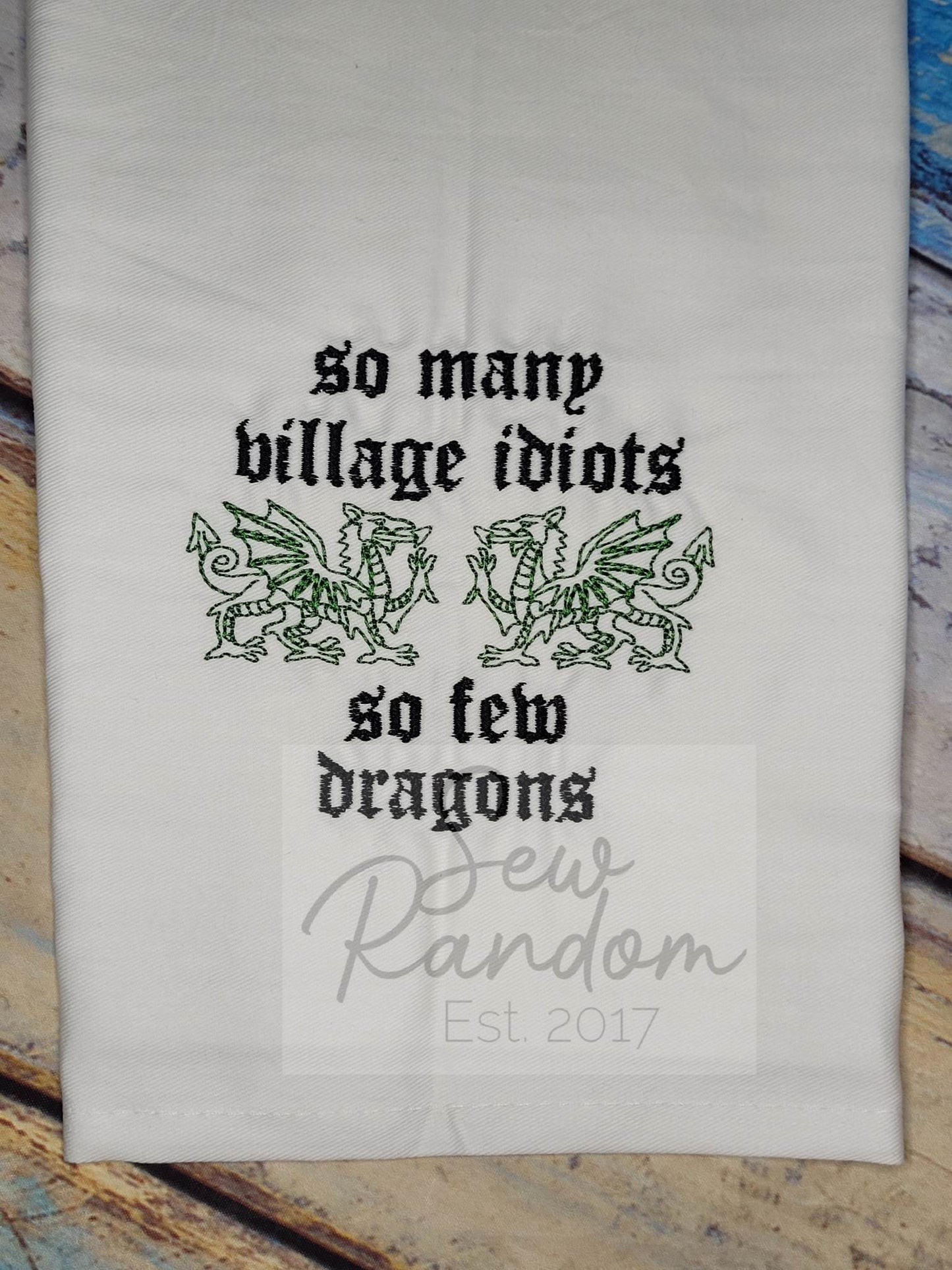 REDUCED VILLAGE IDIOTS TEA TOWEL